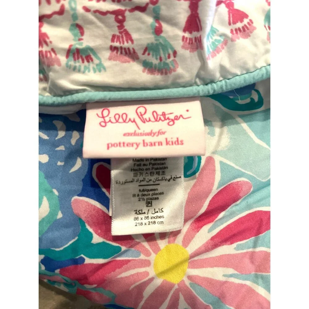 Pottery Barn Lilly Pulitzer Floral Unicorns in Bloom Preppy Full Size Comforter